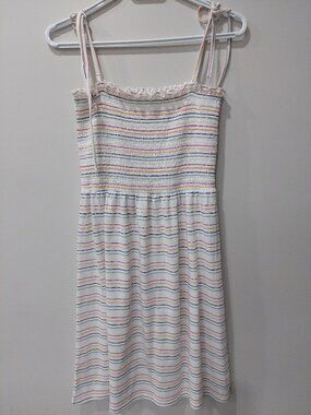 Ripzone  Teen Girl's Size M Canisbay Smocked Dress - Rainbow Stripe